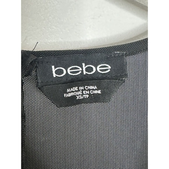 BEBE Black Red SEQUIN Sleeveless Fit And Flare FLARED DRESS Sz XS - Picture 3 of 6